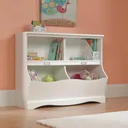 Sauder Pogo Bookcase Bookshelf Open Shelving Toy Storage Bins White