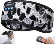MUSICOZY Sleep Headphones Bluetooth Sports Headband, Wireless Music Sleeping Headphones Sleep Eye Mask Earbuds IPX6 Waterproof for Side Sleepers Workout Running Insomnia Travel Yoga Office, Leopard