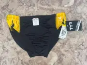NEW TYR Durafast Elite Racer Brief, Men's Size 32, Phoenix Splice Black/Gold