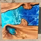 36" Ocean Wave Epoxy Resin Table Unique Handmade resin table for Living Room Dec
