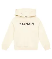 [Balmain Kids] Balmain Kids Logo cotton jersey hoodie Y 12 beige