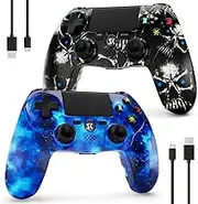 ISHAKO Controller for PS4, Wireless Controller 2 Pack for Sony PlayStation 4/Slim/Pro, Remote Control with Double Vibration/6-Axis Motion Sensor/Speaker/3.5mm Audio Jack/Touch Pad/800mAh Battery