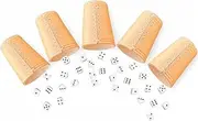 DELALO Leather Dice Cup Set, 5 Cups with 30 Cubes, 16 mm, Handmade, 9 cm x 7 cm, Natural