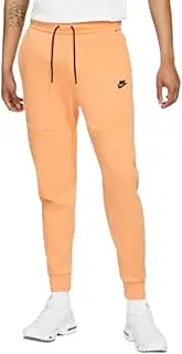 [Nike] Sportswear Men's Washed Tech Fleece Joggers Pants (Orange Frost/Black, Medium)