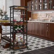 4 Tier Bar Cart for Home with Wheels,Home Bar Serving Cart, Rolling Mini Wine