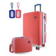 GAP MEDIUM Hard Shell with Mini Beauty Case Set+ Assorted Leather Tag - Coral