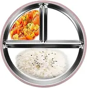 Stainless Steel Kids Plates | Three Compartments Metal Food Tray Stainless Steel Dishes - Divided Serving Tray Portion Control Plate with Silicone Base for Home School