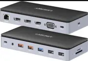 LASUNEY USB C Laptop Docking Station, 4K@60Hz Triple Display Multiport Adapter