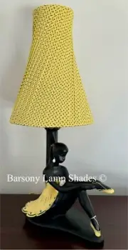 PLASTIC RIBBON TWIST DESIGN LEMON POLKA DOTS LAMPSHADE for BARSONY LADY LAMP