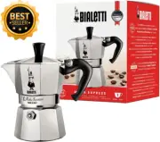 Moka Express 1 Cup Stovetop Espresso Maker 2oz Aluminum Silver Italian Coffee