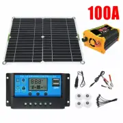 200W Solar Panel 100A 12V Battery Charger W/ Controller + 300W Power Inverter US