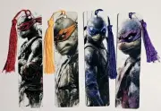 Teenage Mutant Ninja Turtles Metal Bookmark w Tassle - Raph, Mikey, Donnie & Leo