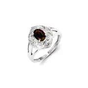 Sterling Silver Diamond u0026 Garnet Ring