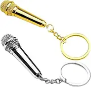 ULTECHNOVO 2PCS Stylish Microphone Keychain Pendant Music Keychain for Backpack Bag Charm Unique Lightweight Design for Music Fans Fun Accessory for Keys Backpacks
