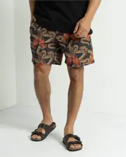 [Bush Chook] Bush Chook Men's King Brown Beach Shorts in Black Size Large L Black