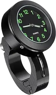 Homoyoyo 7/8 Handlebar Luminous Dial Motorcycle Clock, Mini Waterproof Motorcycle Clock Bike Handlebar Shock Quartz Clock for Motorcycle, Cruiser, Chopper, Custom Bikes (Black)