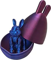 Easter Toy in Egg - 3D Printed Egg Toy Rabbit Flexible Joint Fidget Toy | Easter Ornaments Colorful Articulated Crystal Home Decor for Desk