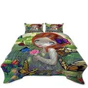 Fantasy Girl Butterfly Frog Daydreams and Frogs Coverlet