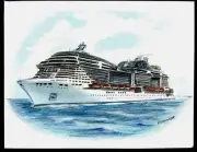 Original Art Work ... MSC MERAVIGLIA ... MSC... cruise ship. 2017 - present