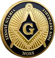 Freemason Challenge Coin - All Seeing Eye Round Gold & Masonic Auto Emblem. Circular Case Included 0.3mm Gold (G Type)