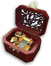 Brown Color Wooden Hollow Out Wind up Music Box with Sankyo Musical Movement (60 Tunes Option) (Romance of Love (Romance De Amor))