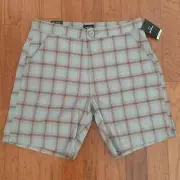 NEW MENS GRAY PLAID BRIXTON CHOICE ELASTIC WAIST HYBRID TRUNKS SIZE MEDIUM