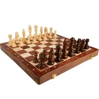 在飛比找PChome24h購物優惠-原木質感棋盤 西洋棋 棋盤 國際象棋 實木高檔套裝【可摺疊 