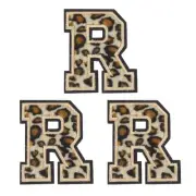 Letters R Patches Leopard Iron-On Letters Patch for Clothing Repair 3 Pcs
