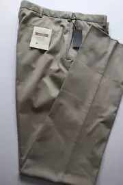 HAGGAR CLASSIC KHAKI CLASSIC FIT KHAKI FLAT FRONT PANTS SZ: 38 UNHEMMED NWT