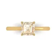 1.0Ct Asscher Cut VVS1 Natural Morganite Solid Gold Solitaire Engagement Ring