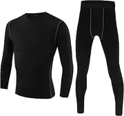 [YUSHOW] Kids Base Layer Thermal Underwear Set for Boy Long Sleeve Baselayer Top and Long Johns Compression Football Skins Boys Thermals Moisture Wicking