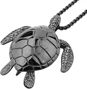 [JAJAFOOK] Men's Stainless Steel Tortoise Pendant Necklace Sea Turtle Design Silver/Gold/Black/Rainbow