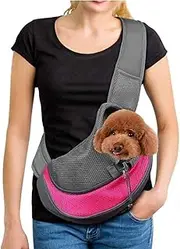 Portable Small Pet Dogs Cats Puppies Shoulder Bag Travel Carrier Shoulder Bag Breathable Mesh Transport Bag Small Dog Cat Sling Pet Carrier Backpack Pet Bag, L 2-4 kg