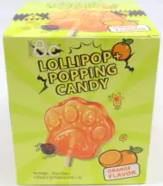 Subzero 8C Lollipop + Popping Candy Suckers Orange 20 piece Individual Pops