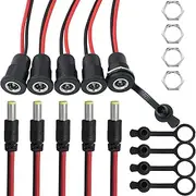 5.5 x 2.1 mm DC Power Jack Socket LUORNG 5Set 50V 10A 2.1mm x 5.5 mm Male and Female Panel Mount Connector Adapter with Pre-soldered Wires and Waterproof Plug for MP3 Phone Audio Video CCTV