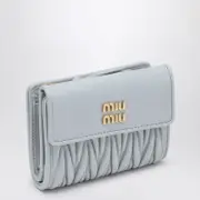 [Miu Miu] Pearl-coloured matelassé leather small wallet One size White