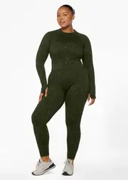 [Lorna Jane] Take A Hike Seamless Long Sleeve Top in Print, Size - XS XS Rough Terrain Jacquard