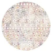 Heaven Multicolour Tribal Geometric Diamond Round Rug