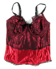 NWT Cacique Ruby Red Black Sexy Lace Floral Corset Bustier Top 14/16