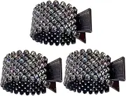3pcs High Ponytail Hairpin Nonslip Ponytail Holder Bling Hair Accessories Small Crystal Hair Clips Rhinestone Hair Clamps Crystal Hair Jaw Clips Metal Jaw Hair Clips Alloy Black