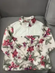 Tommy Bahama Fleece Beachway Blooms 1/4 Snap Pullover Top Jacket Size Large