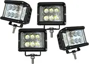 Elinz 4X 60W LED Driving WorkLight 120 Degree Flood 30 Degree Spot Beam PC Lens 50,000 Hours Life Time 2550LM IP68 12V 24V Lamp Light 4x4 Offroad