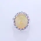18Kt White Gold 10.16Ctw Opal & Diamond Ring Cocktail Ring