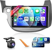 8 CORE 4G+64G Car Radio Stereo for Honda Fit 2008-2013 Wireless CarPlay Android Auto, Podofo 10.1 Inch 1280 * 720P IPS Touch Screen Android 13 GPS WiFi Bluetooth DSP SWC HD Backup Camera