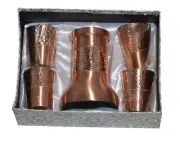 Pure Copper Luxury Design Half Hammered Glossy Finish Water Pot with 4 glass