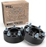 RockTrix for Precision European - 2pc 2" Thick Hubcentric 5x5 Wheel Spacers, 71.5mm Bore, 1/2" Studs Nuts, for Jeep 99-10 Grand Cherokee, 07-18 Wrangler, 06-10 Commander, XK WJ WK JK (5x127) Black