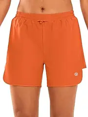 [ALLZERO] Women's Swim Board Shorts with Pockets Quick Dry Beach Shorts with Liner Ruched Waistband