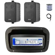 Dual Marine Radio,Spa Bezel,Adapter, Antenna,Wire, 2x 4" 30 Watt Black Speaker