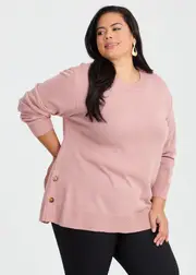 [Taking Shape] Taking Shape Soft Touch Button Jumper Size 14 in Dusty Pink - Plus Size Women's Clothing Dusty Pink