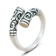 4PCS Copper Jewelry Ring Adjustable Opening Lady National Retro Ring